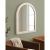 image:imageKate and Laurel Rahfy Boho Arch Rattan Wall Mirror 28 x 32 White Decorative Wooden Mirror with Authentic Rattan Frame for Bathroom Vanity Mirror