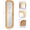 image:imageKate and Laurel Rahfy Boho Rectangle Rattan Wall Mirror 12 x 36 Natural Wood Decorative Rounded Rectangular Panel Mirror with Authentic Rattan Frame for Bedroom Mirror