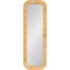 image:imageKate and Laurel Rahfy Boho Rectangle Rattan Wall Mirror 12 x 36 Natural Wood Decorative Rounded Rectangular Panel Mirror with Authentic Rattan Frame for Bedroom Mirror