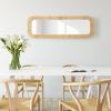 image:imageKate and Laurel Rahfy Boho Rectangle Rattan Wall Mirror 12 x 36 Natural Wood Decorative Rounded Rectangular Panel Mirror with Authentic Rattan Frame for Bedroom Mirror