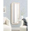 image:imageKate and Laurel Rahfy Boho Rectangle Rattan Wall Mirror 18 x 48 White Decorative Rounded Rectangular FullLength Mirror with Authentic Rattan Frame for Bedroom Floor Mirror