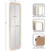 image:imageKate and Laurel Rahfy Boho Rectangle Rattan Wall Mirror 18 x 48 White Decorative Rounded Rectangular FullLength Mirror with Authentic Rattan Frame for Bedroom Floor Mirror