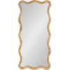 image:imageKate and Laurel Rahfy Boho Scalloped Rectangle Rattan Wall Mirror 22 x 48 Natural Wood Decorative Rectangular Wavy Mirror with Authentic Rattan Frame for Bedroom Mirror Decor