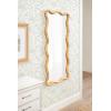 image:imageKate and Laurel Rahfy Boho Scalloped Rectangle Rattan Wall Mirror 22 x 48 Natural Wood Decorative Rectangular Wavy Mirror with Authentic Rattan Frame for Bedroom Mirror Decor