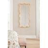 image:imageKate and Laurel Rahfy Boho Scalloped Rectangle Rattan Wall Mirror 22 x 48 Natural Wood Decorative Rectangular Wavy Mirror with Authentic Rattan Frame for Bedroom Mirror Decor
