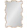 image:imageKate and Laurel Rahfy Boho Scalloped Rectangle Rattan Wall Mirror 24 x 36 White Decorative Rectangular Wavy Mirror with Authentic Rattan Frame for Bathroom Mirror Decor