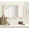 image:imageKate and Laurel Rahfy Boho Scalloped Rectangle Rattan Wall Mirror 24 x 36 White Decorative Rectangular Wavy Mirror with Authentic Rattan Frame for Bathroom Mirror Decor