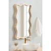 image:imageKate and Laurel Rahfy Boho Scalloped Rectangle Rattan Wall Mirror 24 x 36 White Decorative Rectangular Wavy Mirror with Authentic Rattan Frame for Bathroom Mirror Decor