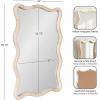 image:imageKate and Laurel Rahfy Boho Scalloped Rectangle Rattan Wall Mirror 24 x 36 White Decorative Rectangular Wavy Mirror with Authentic Rattan Frame for Bathroom Mirror Decor