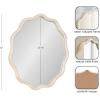 image:imageKate and Laurel Rahfy Boho Scalloped Round Rattan Mirror 32 Inch Diameter White Decorative Round Wavy Mirror with Authentic Rattan Frame for Boho Wall Decor