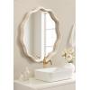 image:imageKate and Laurel Rahfy Boho Scalloped Round Rattan Mirror 32 Inch Diameter White Decorative Round Wavy Mirror with Authentic Rattan Frame for Boho Wall Decor