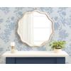 image:imageKate and Laurel Rahfy Boho Scalloped Round Rattan Mirror 32 Inch Diameter White Decorative Round Wavy Mirror with Authentic Rattan Frame for Boho Wall Decor