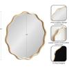 image:imageKate and Laurel Talma Boho Round Scalloped Wall Mirror 30 Inch Diameter Natural Wood Modern Circle Mirror with Solid Poplar Wood Frame and Rounded Frame Profile