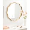 image:imageKate and Laurel Talma Boho Round Scalloped Wall Mirror 30 Inch Diameter Natural Wood Modern Circle Mirror with Solid Poplar Wood Frame and Rounded Frame Profile