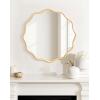 image:imageKate and Laurel Talma Boho Round Scalloped Wall Mirror 30 Inch Diameter Natural Wood Modern Circle Mirror with Solid Poplar Wood Frame and Rounded Frame Profile