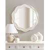 image:imageKate and Laurel Wavern Transitional Round Wavy Wooden Wall Mirror 29 Inch Diameter White Modern Scalloped Circle Bathroom Mirror for Over Sink with Unique Frame for Wavy Wall Decor Accent