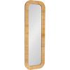 image:imageKate and Laurel Rahfy Boho Rectangle Rattan Wall Mirror 12 x 36 Natural Wood Decorative Rounded Rectangular Panel Mirror with Authentic Rattan Frame for Bedroom Mirror