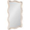image:imageKate and Laurel Rahfy Boho Scalloped Rectangle Rattan Wall Mirror 24 x 36 White Decorative Rectangular Wavy Mirror with Authentic Rattan Frame for Bathroom Mirror Decor