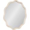 image:imageKate and Laurel Rahfy Boho Scalloped Round Rattan Mirror 32 Inch Diameter White Decorative Round Wavy Mirror with Authentic Rattan Frame for Boho Wall Decor