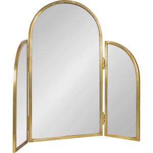 image:imageKate and Laurel Amoli TriFold Arched Mirror 28 x 28 Gold ThreePiece Joined Arch Folding Mirror for Tabletop Makeup Mirror Station or Bathroom Vanity Setup