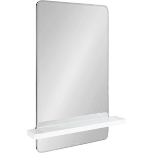 image:imageKate and Laurel Fossett Frameless Rectangle Wall Mirror 18 x 30 White Decorative Functional Mirror with Shelf for Storage and Display