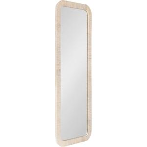 image:imageKate and Laurel Rahfy Boho Rectangle Rattan Wall Mirror 18 x 48 White Decorative Rounded Rectangular FullLength Mirror with Authentic Rattan Frame for Bedroom Floor Mirror