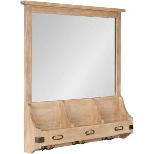 image:imageKate and Laurel Stallard Decorative Rustic Wood Home Organizer with MirrorNatural