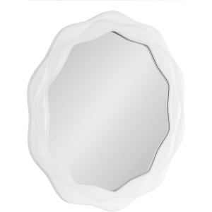 image:imageKate and Laurel Wavern Transitional Round Wavy Wooden Wall Mirror 29 Inch Diameter White Modern Scalloped Circle Bathroom Mirror for Over Sink with Unique Frame for Wavy Wall Decor Accent