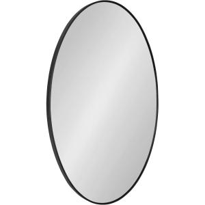 image:imageKate and Laurel Zayda Oval Framed Wall Mirror 24 x 36 Silver Metal Minimalist Oval Mirror with Smooth CurvesBlack