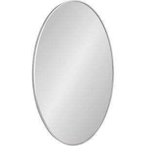 image:imageKate and Laurel Zayda Oval Framed Wall Mirror 24 x 36 Silver Metal Minimalist Oval Mirror with Smooth CurvesSilver