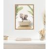 image:imageKate and Laurel Baby Elephant 3 in Palms Bathtub Framed Canvas Wall Art by Amy Peterson 18 x 24 Sylvie Natural Whimsical Animals Bathroom Tropical Art for Wall Decor Living Room Bedroom