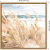 image:imageKate and Laurel Beige Beach Grass Near Traquil Beach Framed Canvas Wall Art by The Creative Bunch Studio 22 x 22 Sylvie Natural Coastal Beach Nature Art for Wall Decor Living Room Bedroom