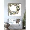 image:imageKate and Laurel Framed Canvas Wall Art Print Loose Christmas Wreath by Patricia Shaw 30 x 30 Sylvie Dark Gold Frame Whimsical Holiday Art for Wall Decor