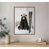 image:imageKate and Laurel Framed Canvas Wall Art Print Winter Bear Waiting to Ski by The Creative Bunch Studio 18 x 24 Sylvie Walnut Frame Whimsical Animal Art for Wall Decor