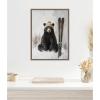 image:imageKate and Laurel Framed Canvas Wall Art Print Winter Bear Waiting to Ski by The Creative Bunch Studio 18 x 24 Sylvie Walnut Frame Whimsical Animal Art for Wall Decor
