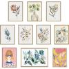 image:imageKate and Laurel Sylvie Awaking Peach Framed Linen Textured Canvas Wall Art by Sara Berrenson 18x24 Natural Vibrant Floral Art for WallNatural