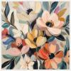 image:imageKate and Laurel Sylvie Garden Bloom Abstract Bouquet II Framed Canvas Wall Art by The Creative Bunch Studio 30 x 30 Beaded Gold Bohemian Boho Flowers Nature Art for Wall Decor Living Room BedroomWhite