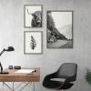 image:imageKate and Laurel Sylvie Highland Cow Wandering and Vintage Botanical Black and White Framed Linen Canvas Wall Art Set by Various Artists Set of 3 two 16x20 and one 23x33 Natural Finish Frames Neutral Decorative Landscape Art for WallGray