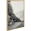 image:imageKate and Laurel Sylvie Highland Cow Wandering and Vintage Botanical Black and White Framed Linen Canvas Wall Art Set by Various Artists Set of 3 two 16x20 and one 23x33 Natural Finish Frames Neutral Decorative Landscape Art for WallNatural