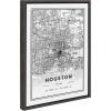 image:imageKate and Laurel Sylvie Houston Modern Map Framed Canvas Wall Art by Jake Goossen 18x24 Gray Decorative Map Art for Wall