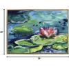 image:imageKate and Laurel Sylvie Lily Pad By The Shore Framed Canvas Wall Art by Rachel Christopoulos 28x38 Gold Oversized Chic Coastal Floral Art Wall DcorGold