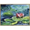 image:imageKate and Laurel Sylvie Lily Pad By The Shore Framed Canvas Wall Art by Rachel Christopoulos 28x38 Gold Oversized Chic Coastal Floral Art Wall DcorGold