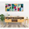 image:imageKate and Laurel Sylvie Mid Century Modern Pattern 07 08 and 09 Framed Canvas Wall Art Set by Rachel Lee of My Dream Wall 3 Piece 18x24 Natural Large Modern Retro Abstract Art
