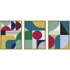 image:imageKate and Laurel Sylvie Mid Century Modern Pattern 07 08 and 09 Framed Canvas Wall Art Set by Rachel Lee of My Dream Wall 3 Piece 18x24 Natural Large Modern Retro Abstract Art