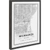 image:imageKate and Laurel Sylvie Milwaukee Modern Map Framed Canvas Wall Art by Jake Goossen 18x24 Gray Decorative Map Art for Wall