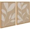 image:imageKate and Laurel Sylvie Modern Neutral Botanical Abstract Print No 2 and 3 Neutral Linen Framed Canvas Wall Art Set by The Creative Bunch Studio 2 Piece 18x24 Natural Muted Tone Simple Art