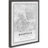 image:imageKate and Laurel Sylvie Nashville Modern Map Framed Canvas Wall Art by Jake Goossen 18x24 Gray Decorative Map Art for Wall
