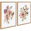 image:imageKate and Laurel Sylvie Peach Roses and Floral Bouquet Muted Framed Canvas Wall Art Set by Sara Berrenson 2 Piece 18x24 Natural Soft Flower Bouquet Art for Wall