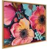 image:imageKate and Laurel Sylvie Preppy Boho Aesthetic Colorful Floral Group Framed Canvas Wall Art by The Creative Bunch Studio 18x40 Bright Gold Bright Colorful Flower Art for WallNatural