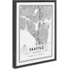 image:imageKate and Laurel Sylvie Seattle Modern Map Framed Canvas Wall Art by Jake Goossen 18x24 Gray Decorative Map Art for Wall